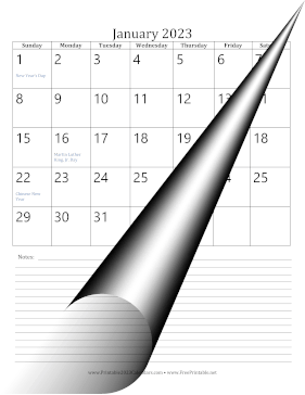 2023 Monthly Calendar with Notes Portrait Calendar
