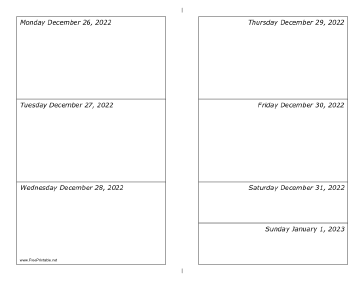 12/26/2022 Weekly Calendar-landscape Calendar