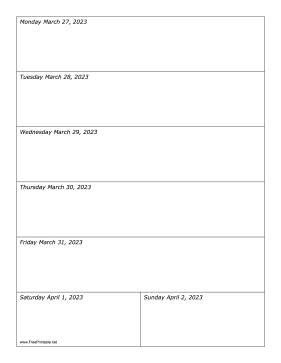 03/27/2023 Weekly Calendar-portrait Calendar