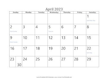 April 2023 Calendar Calendar