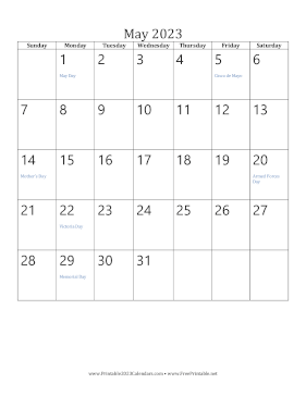 May 2023 Calendar (vertical) Calendar