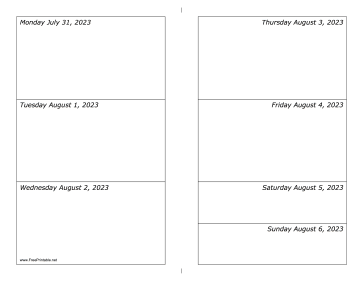 07/31/2023 Weekly Calendar-landscape Calendar