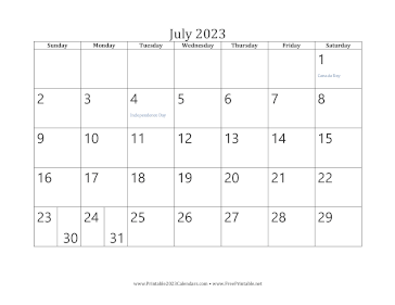 July 2023 Calendar Calendar