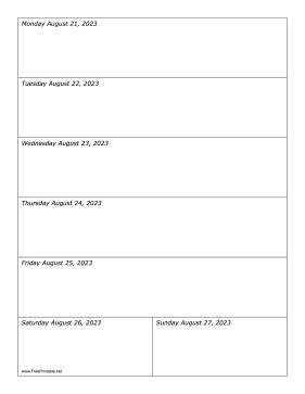 08/21/2023 Weekly Calendar-portrait Calendar