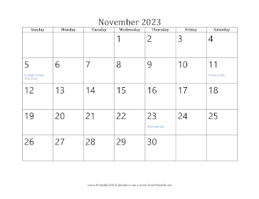 November 2023 Calendar Calendar