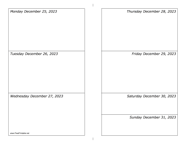 12/25/2023 Weekly Calendar-landscape Calendar