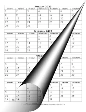 2023 Calendar Four Months Per Page Calendar