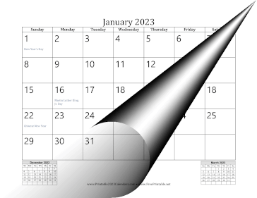 2023 Calendar Mini-Month Calendar