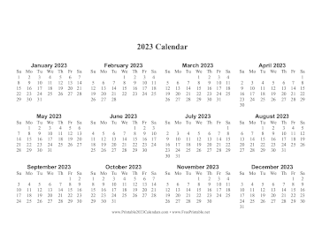 2023 Calendar One Page Large Horizontal Calendar