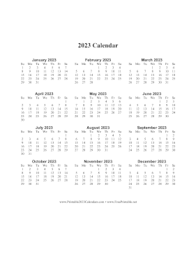 2023 Calendar One Page Vertical Calendar