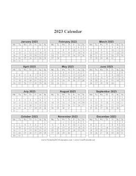 2023 Calendar One Page Vertical Monday Start Calendar