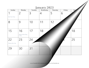 2023 Grayed Out Calendar