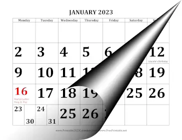 2023 Large Print Calendar with Monday Start Calendar