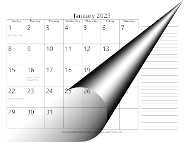 2023 Monthly Calendar with Notes Landscape Calendar
