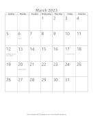 March 2023 Calendar (vertical) calendar