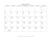 April 2023 Calendar calendar