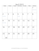 April 2023 Calendar (vertical) calendar