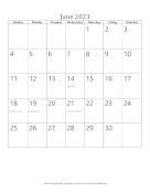 June 2023 Calendar (vertical) calendar