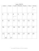 July 2023 Calendar (vertical) calendar