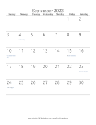 September 2023 Calendar (vertical) calendar