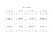 2023 Calendar One Page Horizontal Descending Holidays In Red calendar