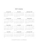 2023 Calendar One Page Vertical Descending calendar