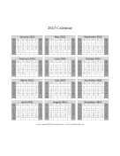 2023 Calendar One Page Vertical Grid Descending Shaded Weekends calendar