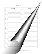 2023 Calendar Vertical List calendar